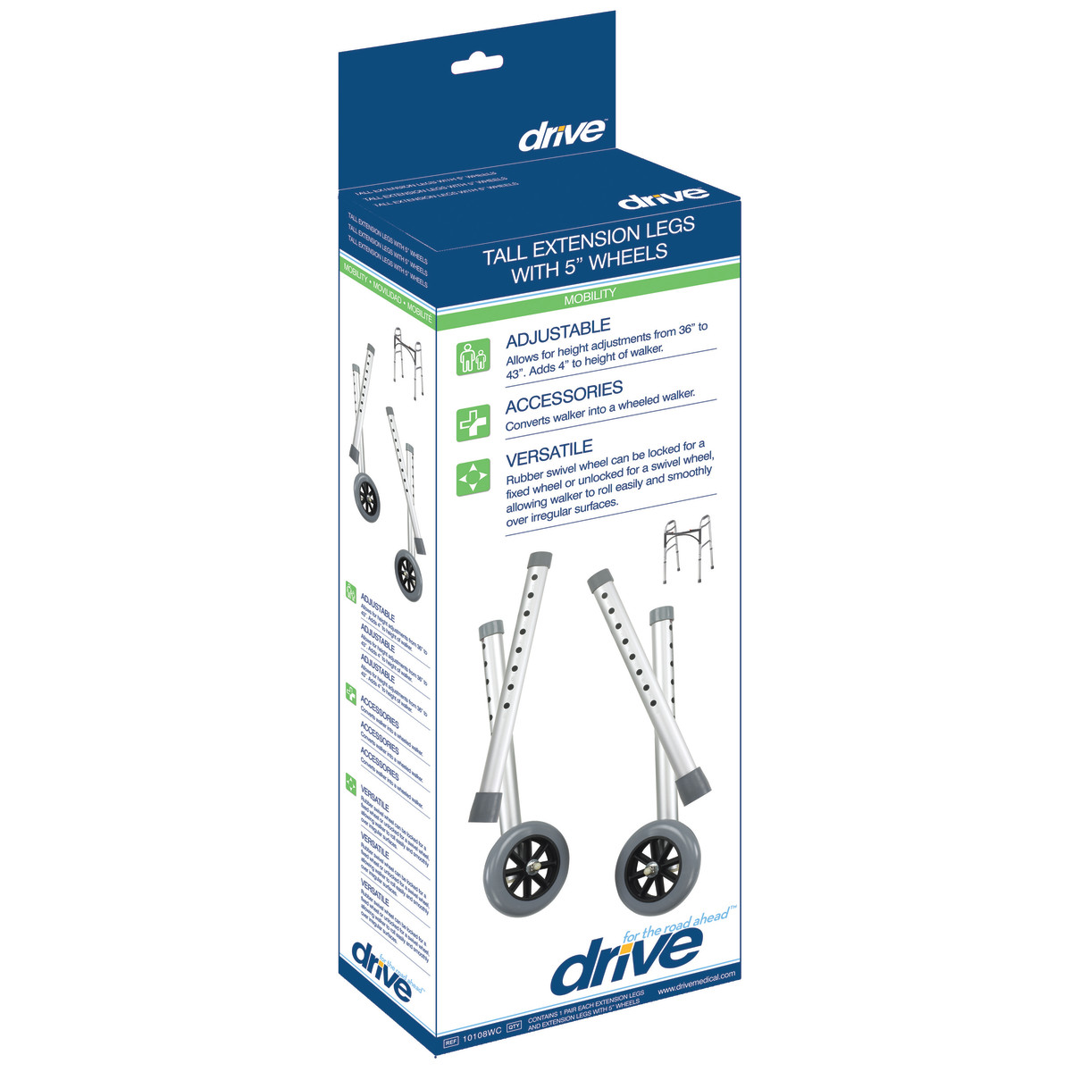 Tall Extension Legs with Wheels, Combo Pack (Adds 4") - Image 2
