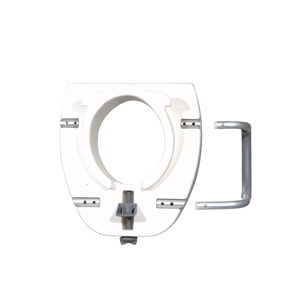 Premium Plastic Raised Elongated Toilet Seat with Lock and Padded Armrests - Image 2