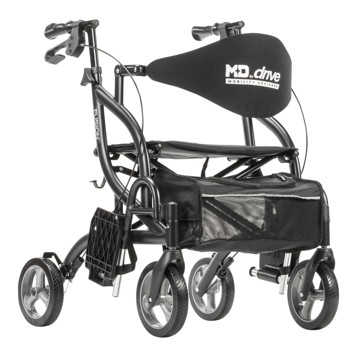MD by Drive Fusion 2 in 1 Rollator/Transport Chair (Black)
