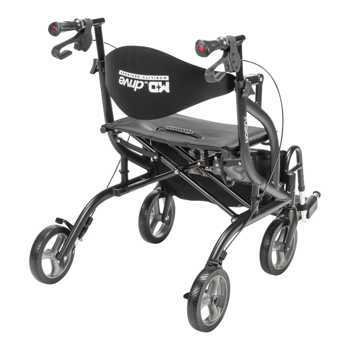 MD by Drive Fusion 2 in 1 Rollator/Transport Chair (Black) - Image 2