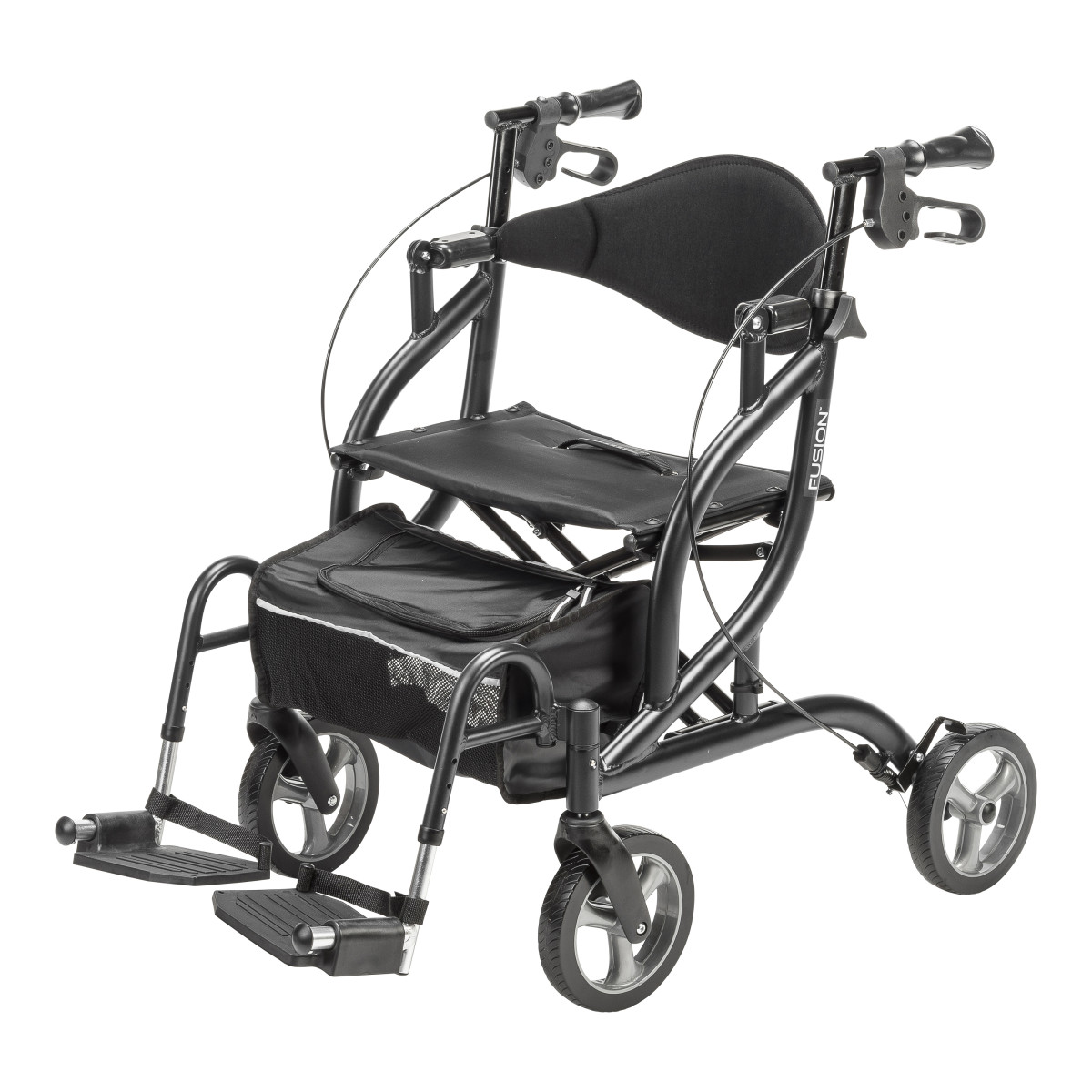 MD by Drive Fusion 2 in 1 Rollator/Transport Chair (Black) - Image 4