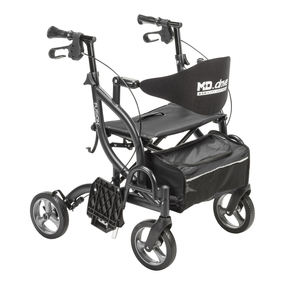 MD by Drive Fusion 2 in 1 Rollator/Transport Chair (Black) - Image 12