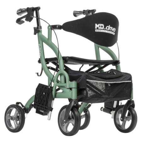 MD by Drive Fusion 2 in 1 Rollator/Transport Chair (Green)