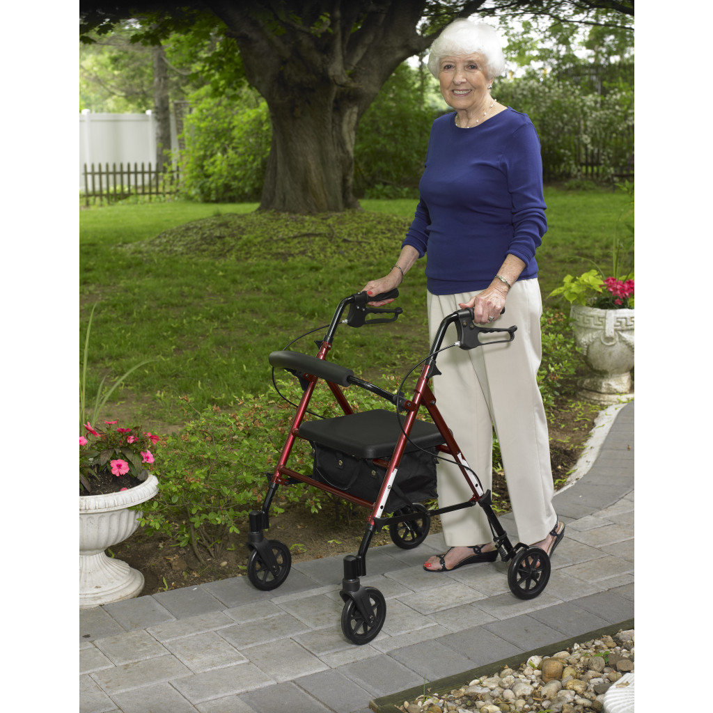 Adjustable Height Rollator with 6" Casters (Blue) - Image 3