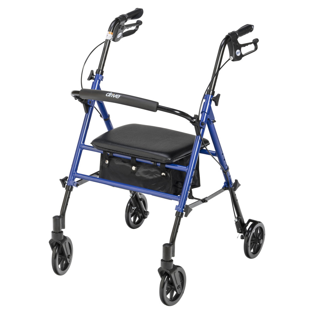 Adjustable Height Rollator with 6" Casters (Blue) - Image 4