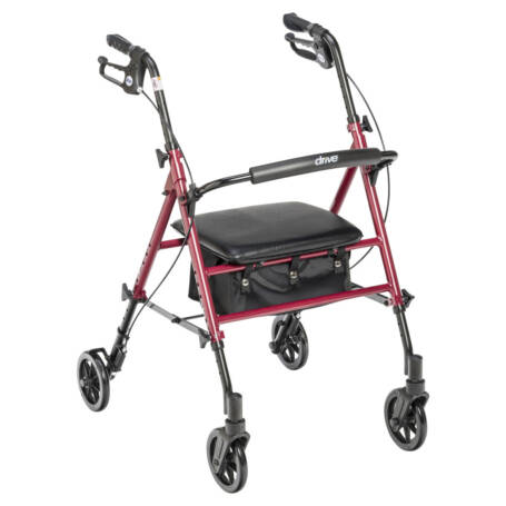 Adjustable Height Rollator with 6" Casters (Red)