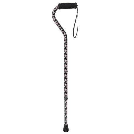 Offset Handle Aluminum Canes (Pink Floral)