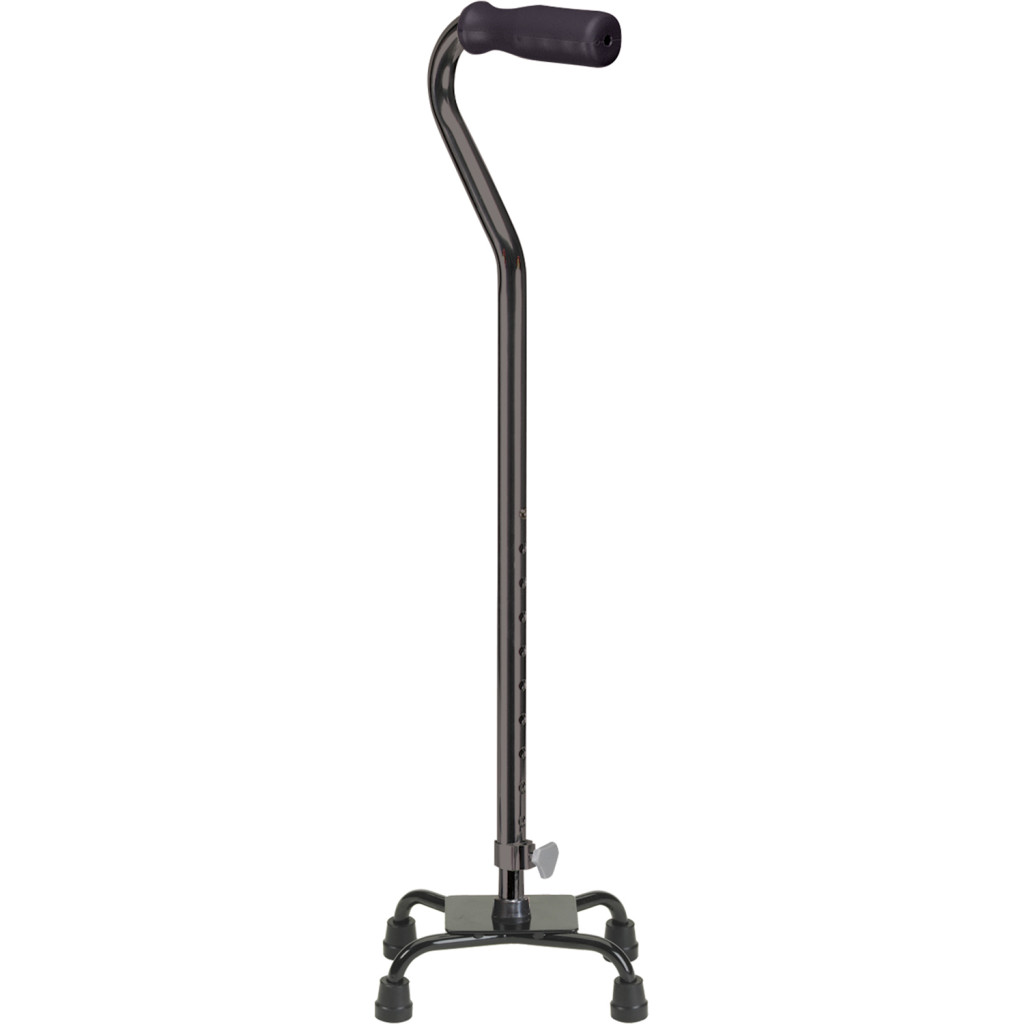 Quad Cane, Small Base (Black, Foam Grip)
