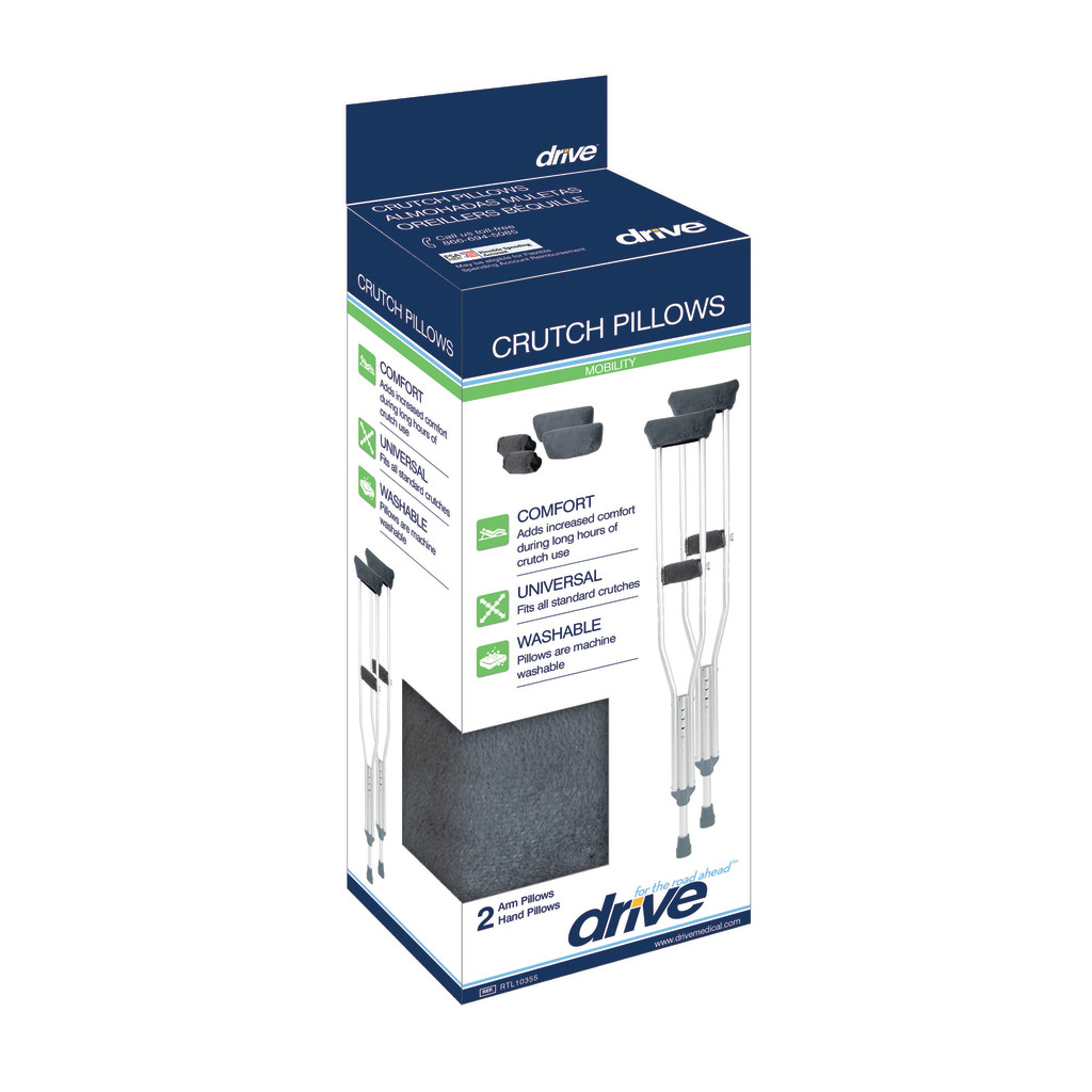 Drive Medical Crutch Pillows Accessory Kit (1 Pair, Gray) - Image 2