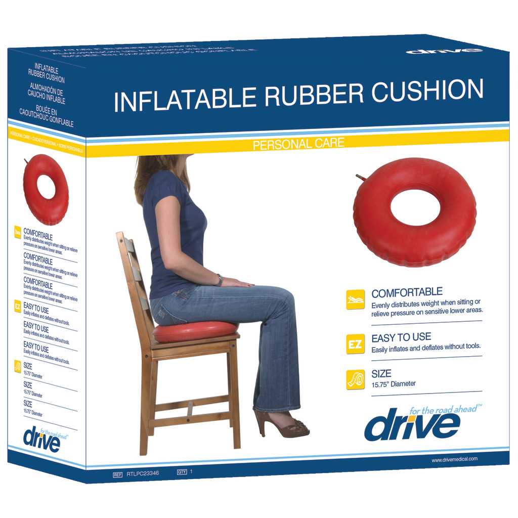 Drive Medical Inflatable Rubber Cushion (14" Donut, Red) - Image 2